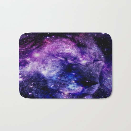 Lion Leo purple blue Bath Mat