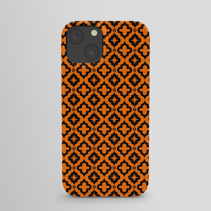 Orange and Black Ornamental Arabic Pattern iPhone Case