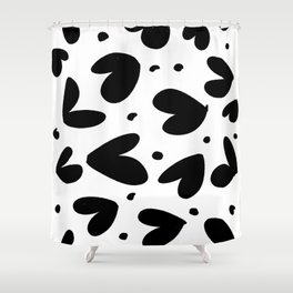 hearts - black ink Shower Curtain
