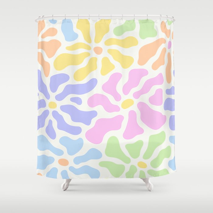 Colorful abstract pastel color flower pattern art Shower Curtain