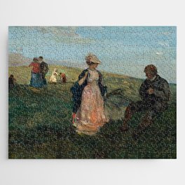  vintage landscape with victorian figures painting -  charles conder Jigsaw Puzzle