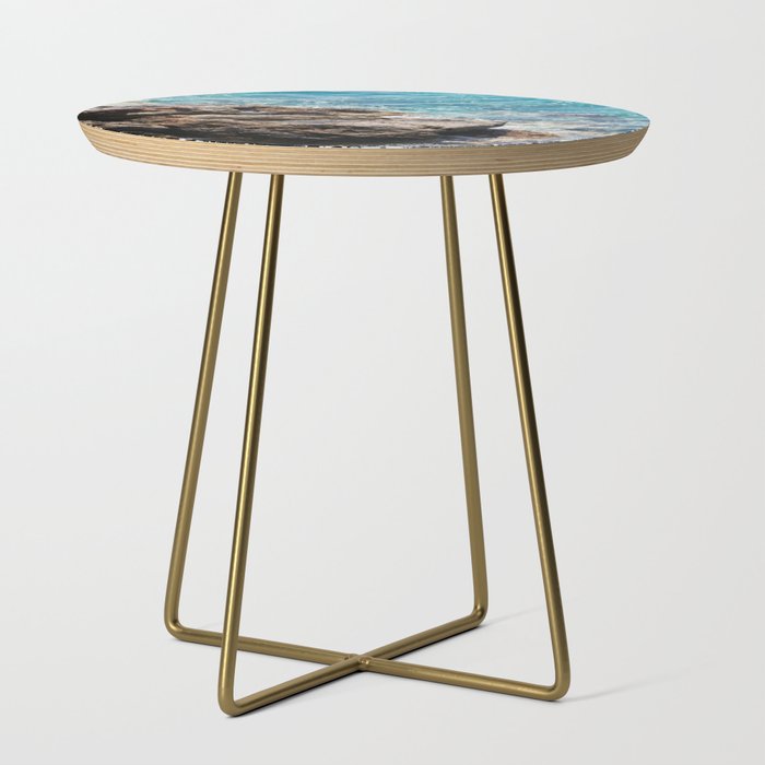 Translucent Tranquility: Volcanic Rock in the Mediterranean Sea Side Table