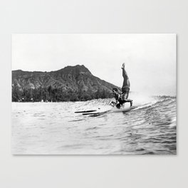 Surfing Diamond Head, Hawaii Canvas Print