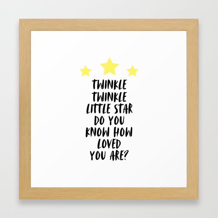 Twinkle Twinkle Little Star Kids Room Decor Typography Baby Nursery Room Decor Framed Art Print
