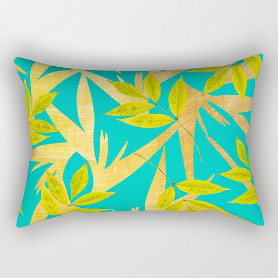 Gold & Teal Florals #society6 #decor #buyart Rectangular Pillow