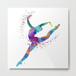 Girl Gymnastics Sports Watercolor Metal Print