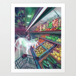 Unicorn in Grocery Store Art Print