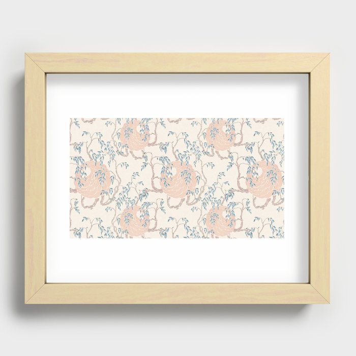 Pastel Oriental Flower Recessed Framed Print