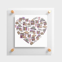 Love Books Pretty Floral Girly Heart Floating Acrylic Print