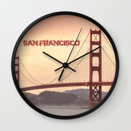Golden Gate Bridge San Francisco With City Name Wall Clock