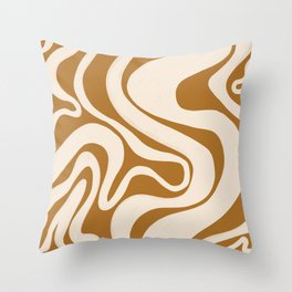 Swirl Lines in Sudan Brown Yellow + Tan  Throw Pillow