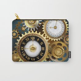 Two Steampunk Clocks with Gears Carry-All Pouch