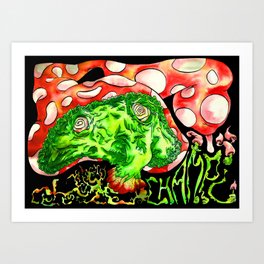 Psyko Mushroom Art Print | Illustration, Nature, Painting 