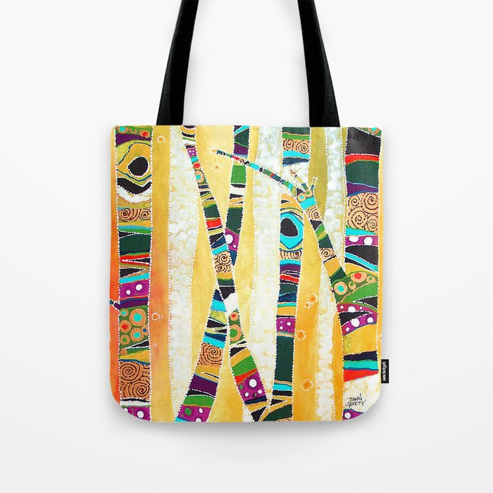 Runk Trees Birch Forest with Nest Tote Bag