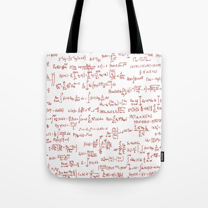 Red Math Equations Tote Bag