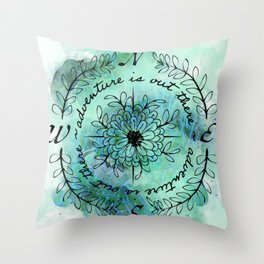 Adventure is Out There - Floral Compass Throw Pillow