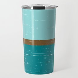 Teal, Aqua and Brown Color Block Travel Mug