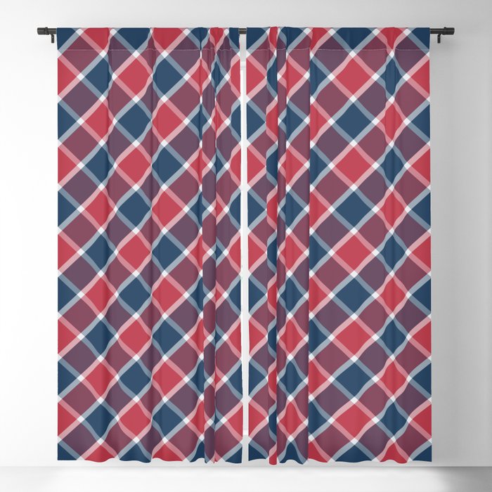 Nautical style check navy-red-purple Blackout Curtain