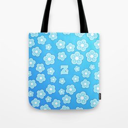 Custom iPhone case with Letter Z and Blue Floral Design Tote Bag