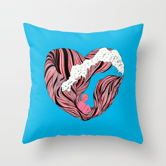 Ocean Heart Throw Pillow