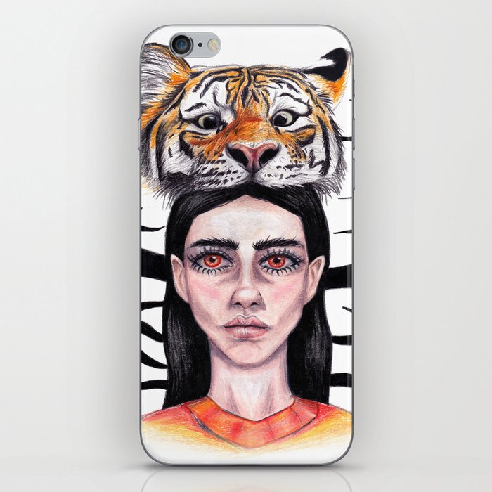 Femme tigre iPhone Skin