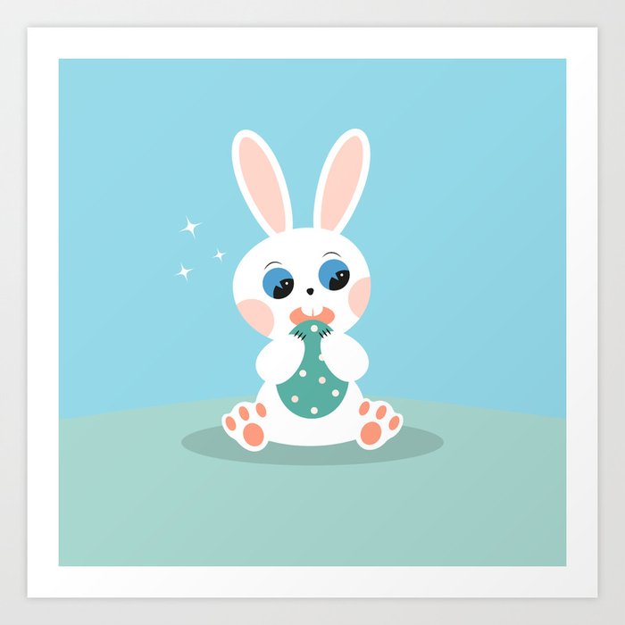 Cute bunny with easter egg Art Print