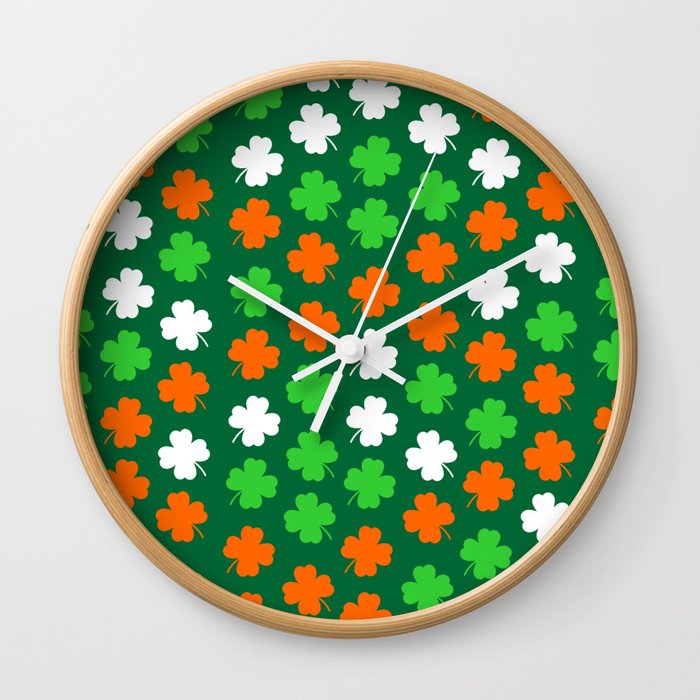 Shamrock Irish colour St Patricks Day design Wall Clock