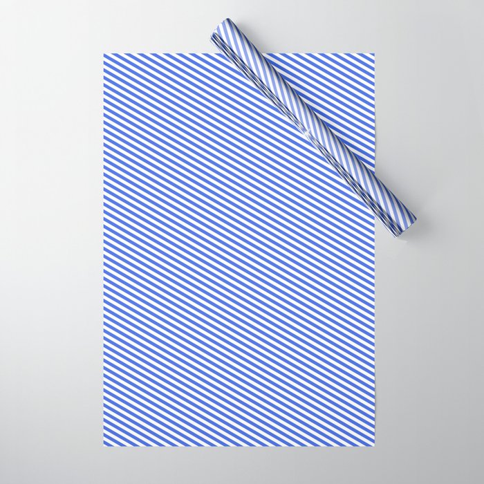 Royal Blue & White Colored Stripes Pattern Wrapping Paper