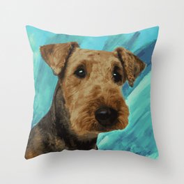 Airedale Terrier Portrait Throw Pillow