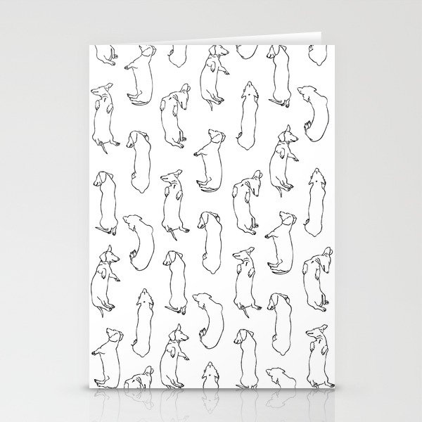Dachshund Sleep Study Pattern. Sketches of my pet dachshund's sleeping positions. Stationery Cards
