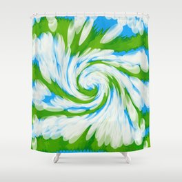 Groovy Green Blue Swirl Shower Curtain