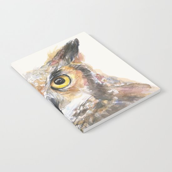 Owl Great Horned Bird Animals Notebook