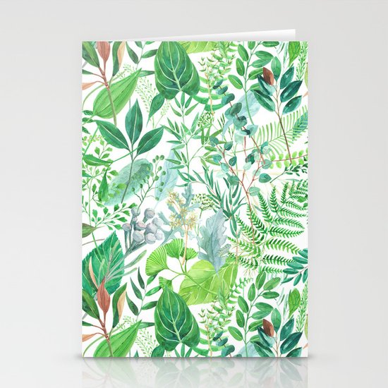 greenery watercolor pattern Stationery Cards