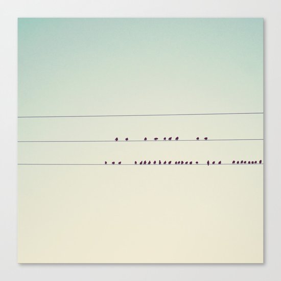 thirty-seven little birds sitting in a row ... Canvas Print