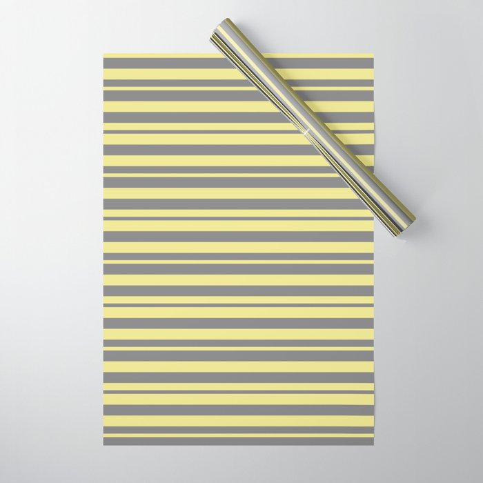 Tan & Gray Colored Lines/Stripes Pattern Wrapping Paper