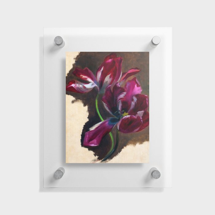 Study of a tulip in amethyst purple still life portrait floral painting for living room, kitchen, dinning room, bedroom home wall decor Floating Acrylic Print