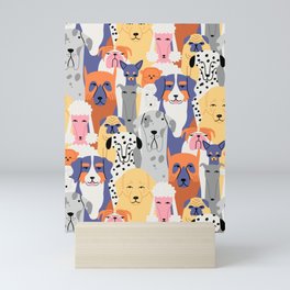Funny dog animal pet cartoon crowd texture Mini Art Print