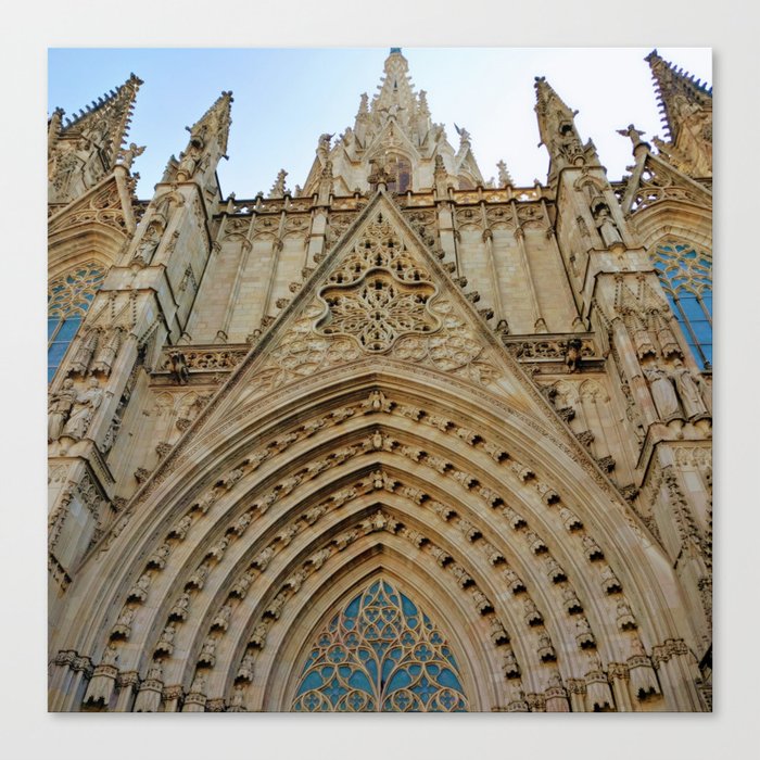 Spain Photography - Cathedral Of Barcelona Seen From Below Canvas Print