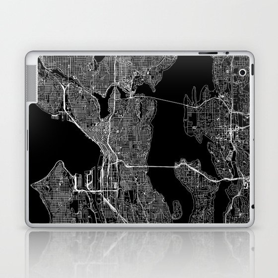 Seattle Black Map Laptop & iPad Skin