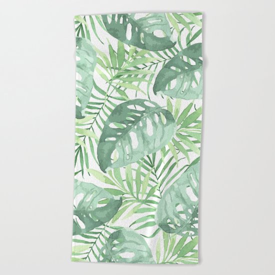 Tropical Branches Pattern 03 Beach Towel