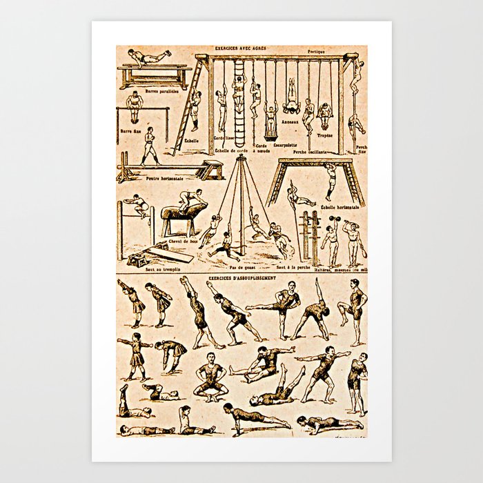 Exercise Poster - vintage French Gym Art Print