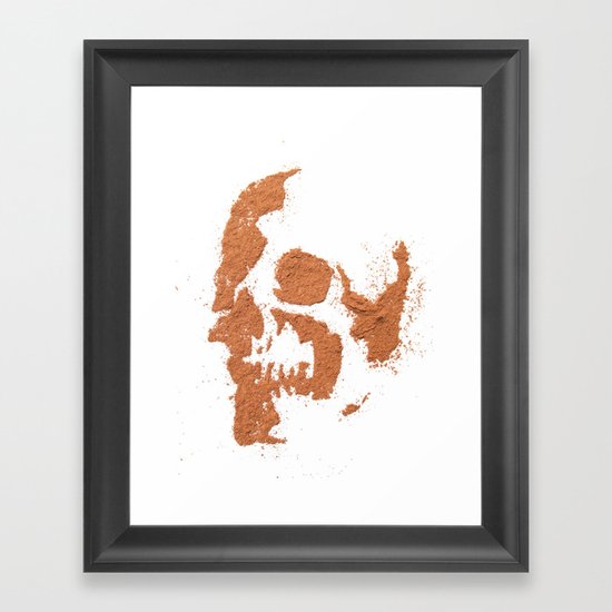 149. Cocoa Stencil Skull Framed Art Print