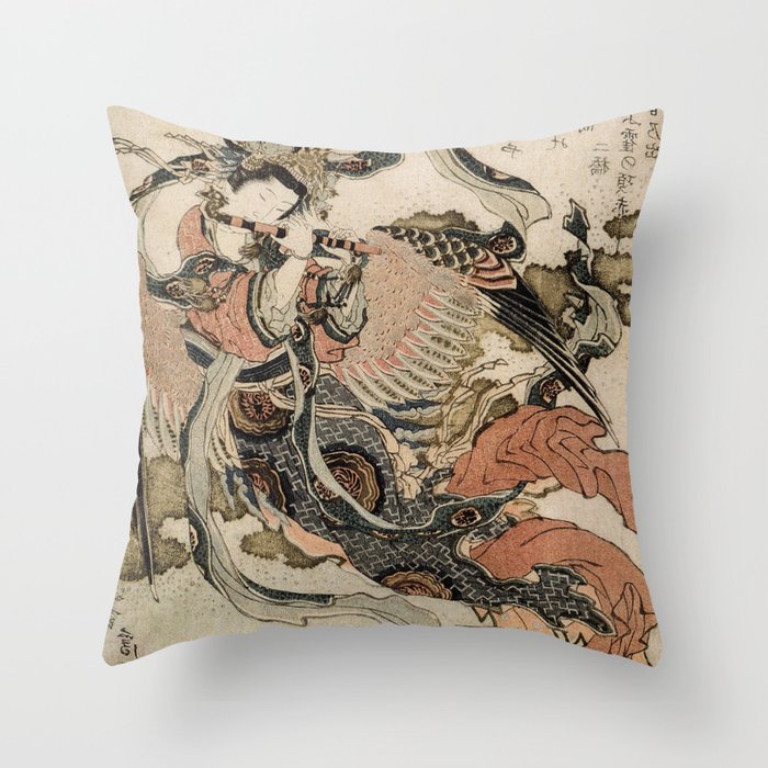 Hokusai, Aspara and the flute – musician manga, japan,hokusai,japanese,北斎,ミュージシャン Throw Pillow