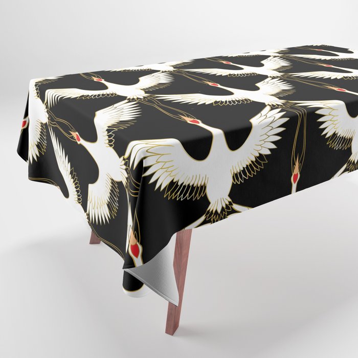 Japanese Crane Ornate Art Deco Pattern Tablecloth by Archipelago Society6