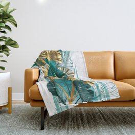 Branch with Golden Leaves Ginko Biloba Throw Blanket