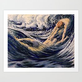 "Two fishes swimming in the sea not more lawless than we" (Margaret C. Cook, Leaves of Grass, 1913) Art Print