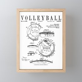 Volleyball Old Vintage Patent Drawing Print Framed Mini Art Print