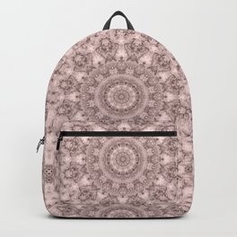 Pink marble kaleidoscope, ornament elements print Backpack