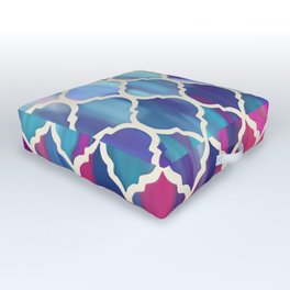 Moroccan Meltdown 2 Outdoor Floor Cushion | Ogees, Colorful, Oil, Micklyn, Painting, Shapes, Quatrefoil, Blue, White, Purple 