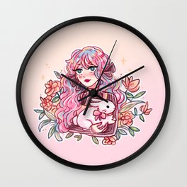 Cute Girl with Bunny Wall Clock
